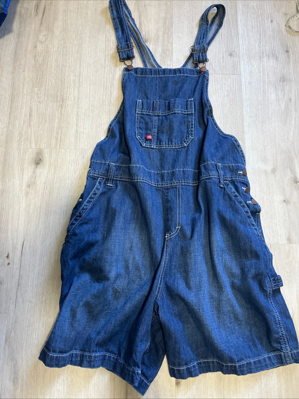 WOMANS Baggy  Skater Dickies Blue Denim Short Overalls